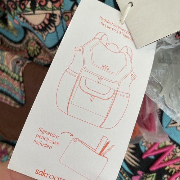 Sakroots Backpack Artist Circle Drawstring Flap Floral Canvas Tote Boho Net Sak - Picture 6 of 9